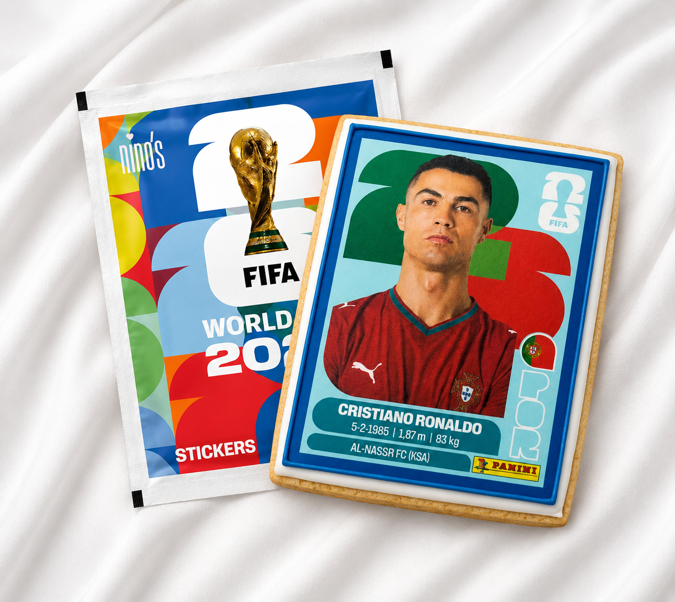 FIFA World Cup 2023 sticker with Cristiano Ronaldo on a white background