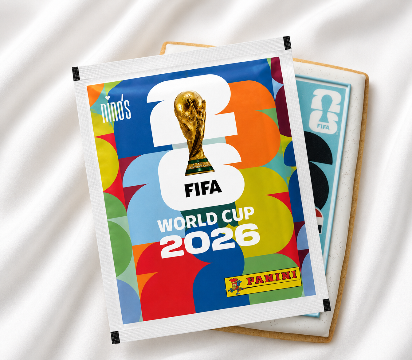 FIFA World Cup 2026 promotional material with colorful design on a white background