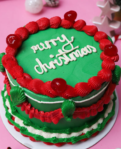 Vintage Green Christmas Cake!