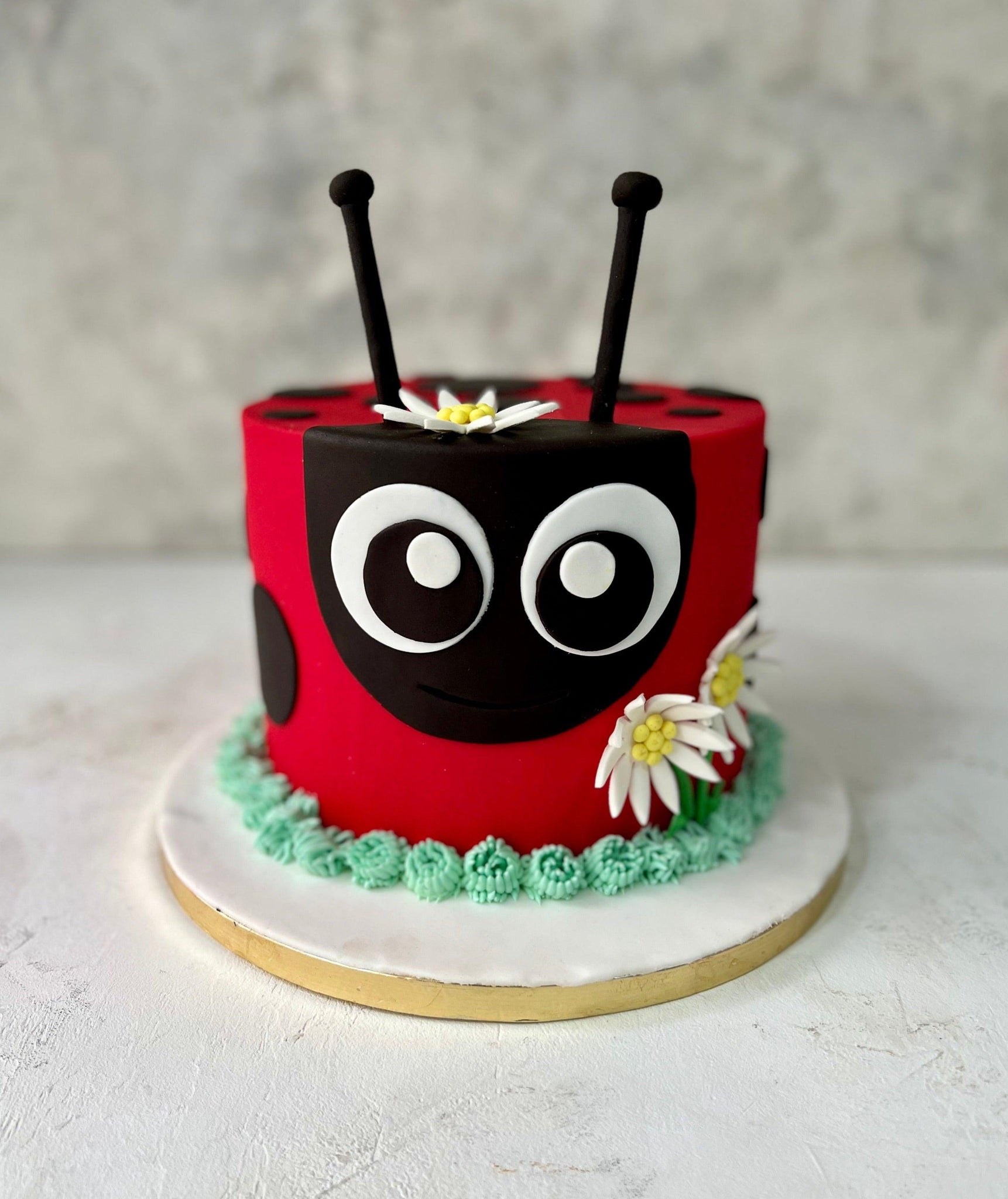 Hazelden_Bakes - A bug themed cake, ofcourse all anatomically accurate down  to the colour 🥴😂 but super cute for a little ones birthday! #cake  #vanillacake #greencake #bugcake #insectcake #bugs #insects  #buttercreamcake #birthdaycake #